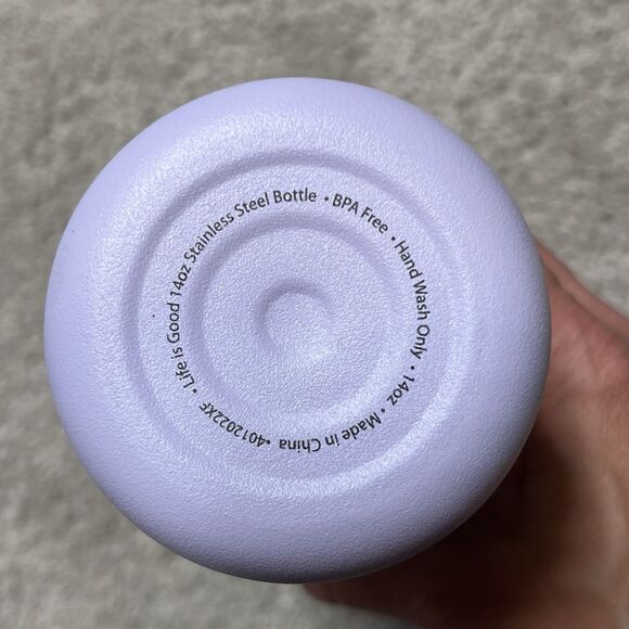 NWT Life is Good Stainless Steel 14 oz Water Bottle Purple Flip Flops Straw New - Picture 11 of 11